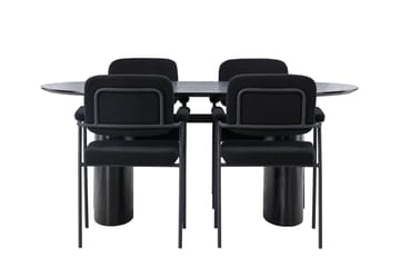 Isolde Spisegruppe 180 cm Oval med 4 Yesterday Stoler - Sort - Møbler - Bord - Spisegruppe