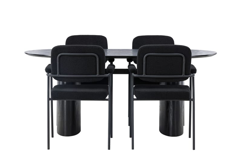 Isolde Spisegruppe 180 cm Oval med 4 Yesterday Stoler - Sort - Møbler - Bord - Spisegruppe