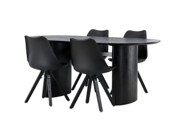 Isolde Spisegruppe 180 cm Oval med 4 Zeno Stoler - Sort - Møbler - Bord - Spisegruppe
