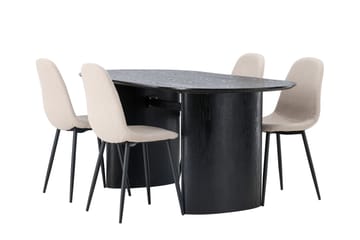 Isolde Spisegruppe 180 cm Oval med 4 Polar Stoler - Beige - Møbler - Bord - Spisegruppe