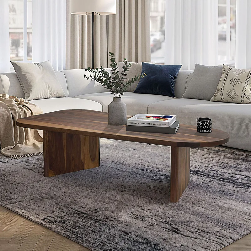 Ivoeri Sofabord 120 cm Ovalt Landlig stil - Varm mørkebrun - Møbler - Bord - Sofabord & salongbord
