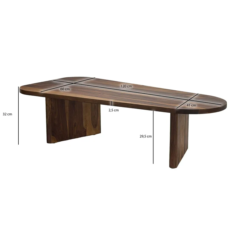 Ivoeri Sofabord 120 cm Ovalt Landlig stil - Varm mørkebrun - Møbler - Bord - Sofabord & salongbord