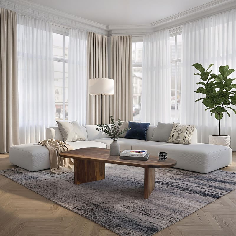 Ivoeri Sofabord 120 cm Ovalt Landlig stil - Varm mørkebrun - Møbler - Bord - Sofabord & salongbord