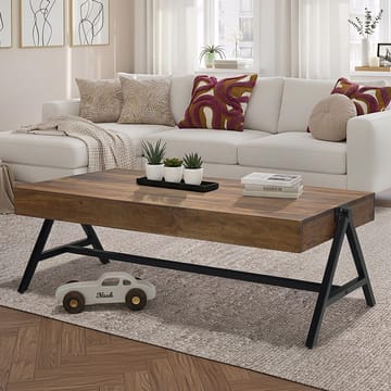 Ivoira Sofabord 120 cm Industriell stil - Varm mørkebrun og svart - Møbler - Bord - Sofabord & salongbord