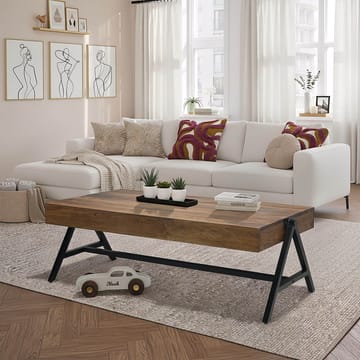 Ivoira Sofabord 120 cm Industriell stil - Varm mørkebrun og svart - Møbler - Bord - Sofabord & salongbord