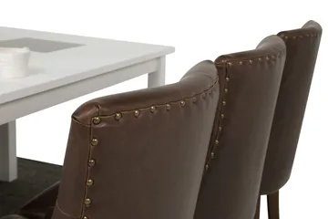 Jasmin Spisegruppe 180 cm med 6 Tuva Lenestol - Hvit/Brun PU - Møbler - Bord - Spisegruppe