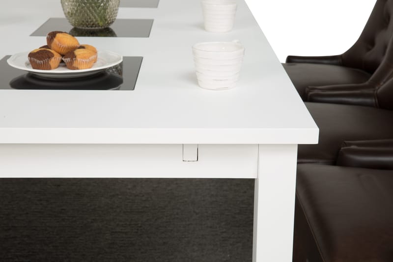Jasmin Spisegruppe 180 cm med 6 Tuva Lenestol - Hvit/Brun PU - Møbler - Bord - Spisegruppe