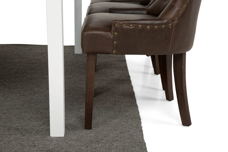 Jasmin Spisegruppe 180 cm med 6 Tuva Lenestol - Hvit/Brun PU - Møbler - Bord - Spisegruppe