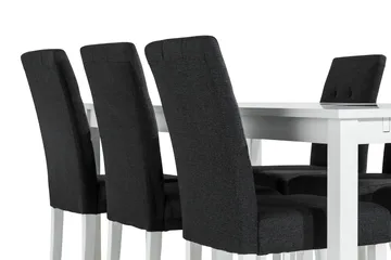 Jasmin spisegruppe med rektangulært spisebord på 180 cm og 6 Viktor spisestoler - Hvit / mørkegrå - Møbler - Bord - Spisegruppe