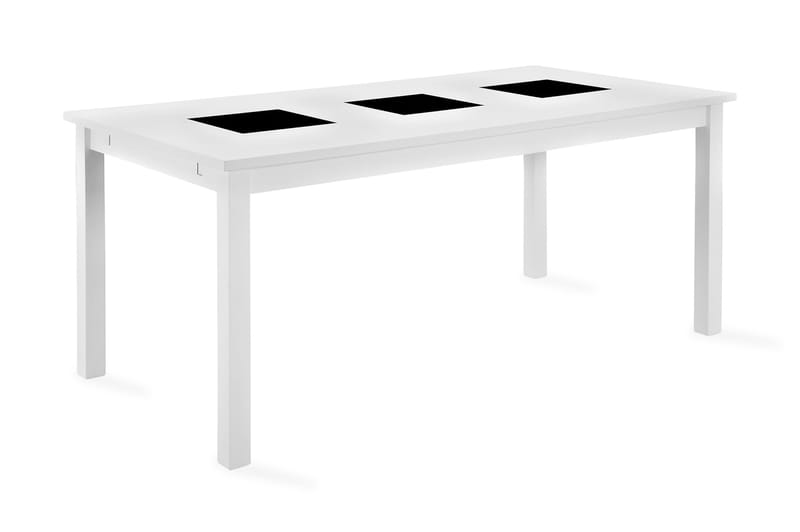 Jasmin Uttrekkbart Spisebord 180 cm + 6 stk Nibe stol svart med eikeben - Hvit/Svart - Møbler - Bord - Spisegruppe