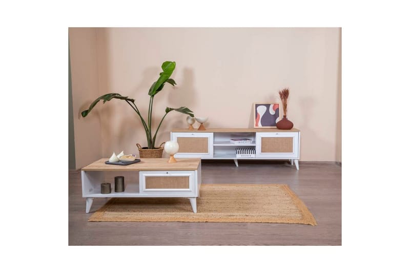 Jatinder Sofabord 55 cm - Mellomfarget tre/Hvit - Møbler - Bord - Sofabord & salongbord