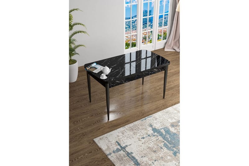 Javren Spisebord 114 cm Rektangulær - Sort Marmor/Sort - Møbler - Bord - Spisebord & kjøkkenbord