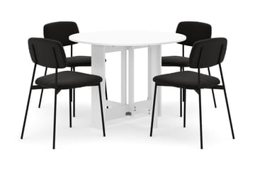 Jeba Spisebord 100 cm med 4 stk Lowe Matstkolar - Hvit - Møbler - Bord - Spisegruppe