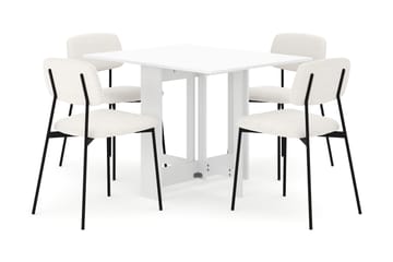 Jeba Spisebord 80 cm med 4 stk Lowe Matstkolar - Hvit - Møbler - Bord - Spisegruppe