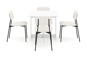 Jeba Spisebord 80 cm med 4 stk Lowe Matstkolar - Hvit - Møbler - Bord - Spisegruppe