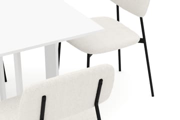 Jeba Spisebord 80 cm med 4 stk Lowe Matstkolar - Hvit - Møbler - Bord - Spisegruppe