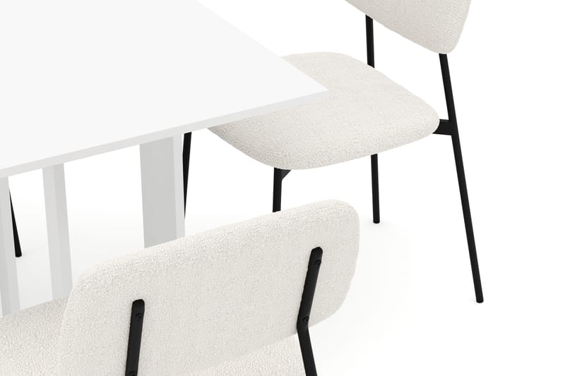 Jeba Spisebord 80 cm med 4 stk Lowe Matstkolar - Hvit - Møbler - Bord - Spisegruppe