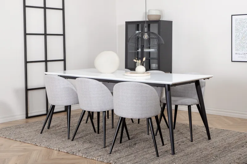 Jimms Matgruppe 195 cm Rektangulær med 6 Sedavi Stoler - Svart - Møbler - Bord - Spisegruppe