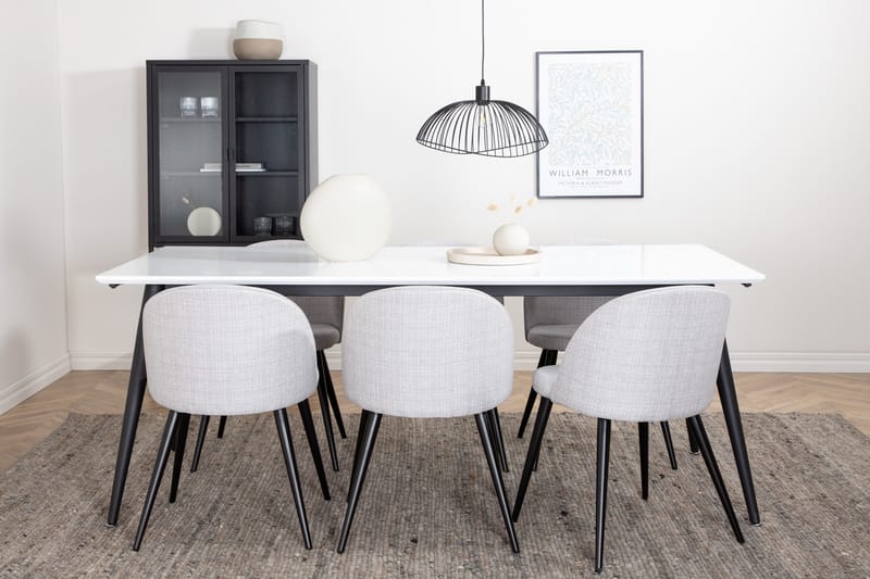 Jimms Matgruppe 195 cm Rektangulær med 6 Sedavi Stoler, Svart