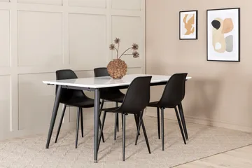 Jimms Uttrekkbar Spisegruppe 150 cm inkl. 4 Pontus Stoler - Hvit/Svart - Møbler - Bord - Spisegruppe