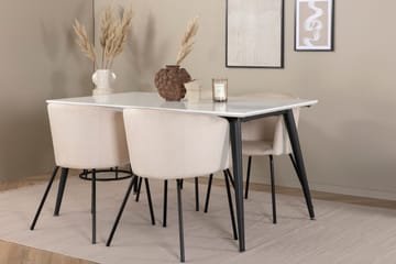 Jimmy Matgruppe 150 cm Rektangulær med 4 Berit stoler - Beige - Møbler - Bord - Spisegruppe