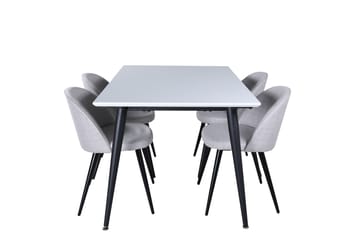 Jimmy Matgruppe 150 cm Rektangulær med 4 Velvet Stoler - Svart - Møbler - Bord - Spisegruppe