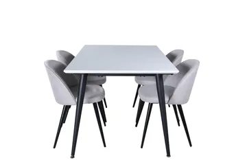 Jimmy Matgruppe 150 cm Rektangulær med 4 Velvet Stoler - Svart - Møbler - Bord - Spisegruppe
