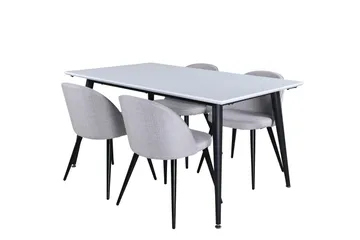 Jimmy Matgruppe 150 cm Rektangulær med 4 Velvet Stoler - Svart - Møbler - Bord - Spisegruppe