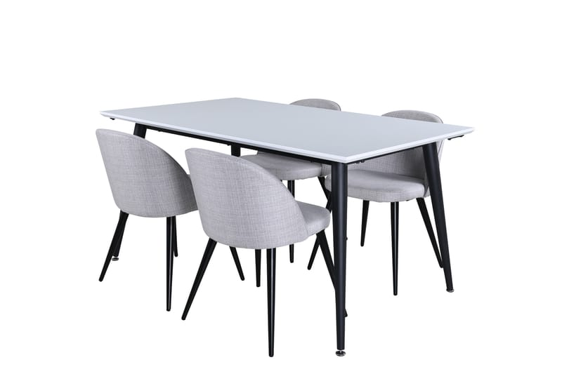 Jimmy Matgruppe 150 cm Rektangulær med 4 Velvet Stoler - Svart - Møbler - Bord - Spisegruppe