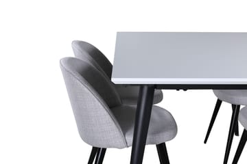 Jimmy Matgruppe 150 cm Rektangulær med 4 Velvet Stoler - Svart - Møbler - Bord - Spisegruppe