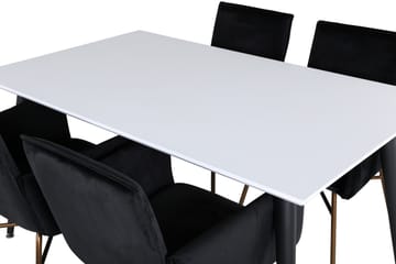 Jimmy Matgruppe 150 cm Rektangulær med 4 Petra stoler - Sort - Møbler - Bord - Spisegruppe