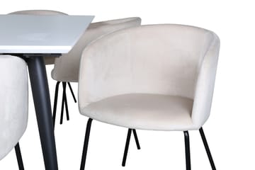 Jimmy Matgruppe 195 cm Rektangulær med 6 Berit stoler - Beige - Møbler - Bord - Spisegruppe