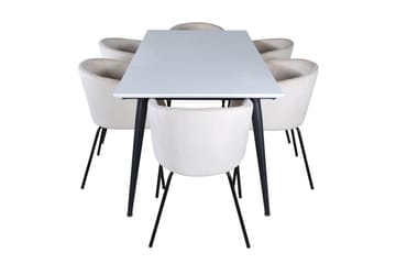 Jimmy Matgruppe 195 cm Rektangulær med 6 Berit stoler - Beige - Møbler - Bord - Spisegruppe