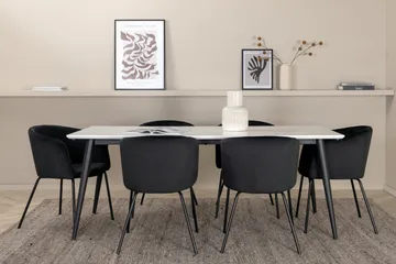 Jimmy Matgruppe 195 cm Rektangulær med 6 Berit stoler - Sort - Møbler - Bord - Spisegruppe