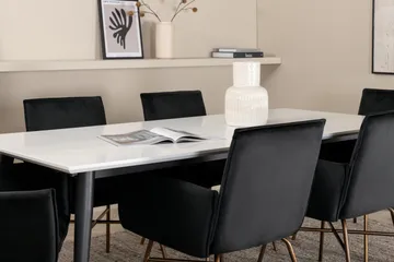 Jimmy Matgruppe 195 cm Rektangulær med 6 Petra stoler - Sort - Møbler - Bord - Spisegruppe