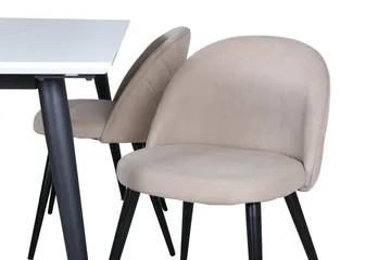 Jimmy Spisegruppe 150 cm Rektangulær med 4 Velvet Stoler - Beige - Møbler - Bord - Spisegruppe