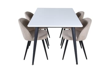 Jimmy Spisegruppe 150 cm Rektangulær med 4 Velvet Stoler - Beige - Møbler - Bord - Spisegruppe