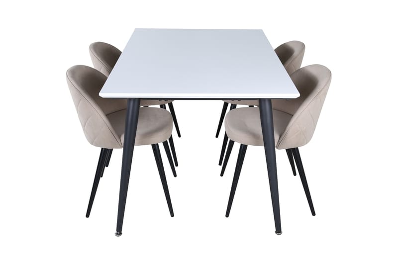Jimmy Spisegruppe 150 cm Rektangulær med 4 Velvet Stoler - Beige - Møbler - Bord - Spisegruppe