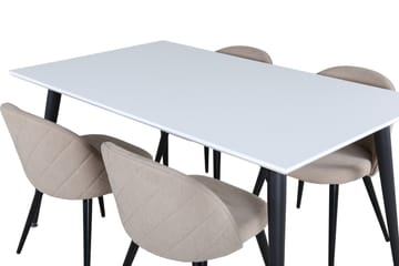 Jimmy Spisegruppe 150 cm Rektangulær med 4 Velvet Stoler - Beige - Møbler - Bord - Spisegruppe