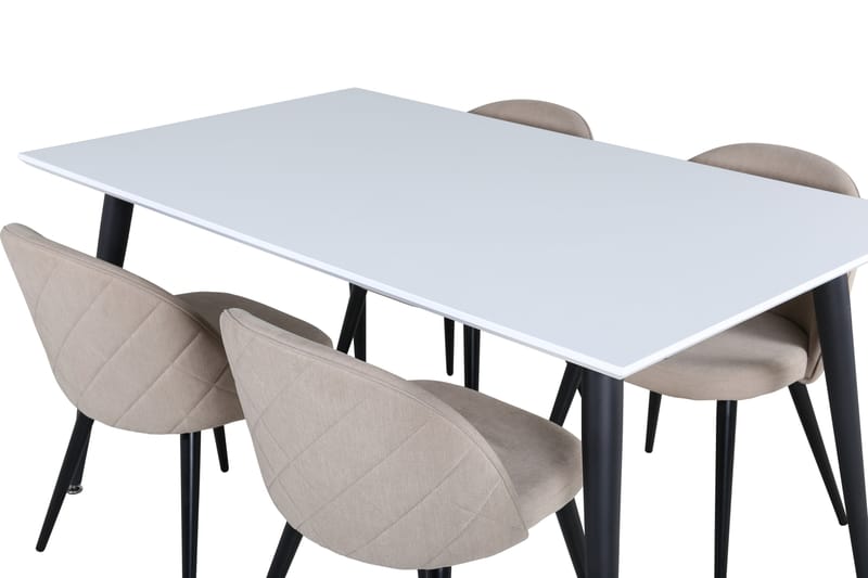 Jimmy Spisegruppe 150 cm Rektangulær med 4 Velvet Stoler - Beige - Møbler - Bord - Spisegruppe