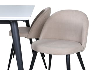 Jimmy Spisegruppe 150 cm Rektangulær med 4 Velvet Stoler - Beige - Møbler - Bord - Spisegruppe