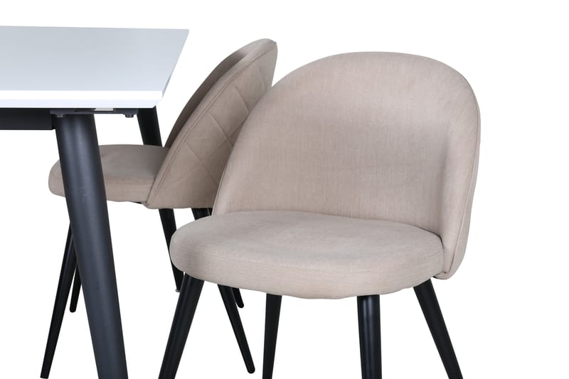 Jimmy Spisegruppe 150 cm Rektangulær med 4 Velvet Stoler - Beige - Møbler - Bord - Spisegruppe