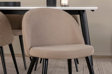 Jimmy Spisegruppe 150 cm Rektangulær med 4 Velvet Stoler - Beige - Møbler - Bord - Spisegruppe