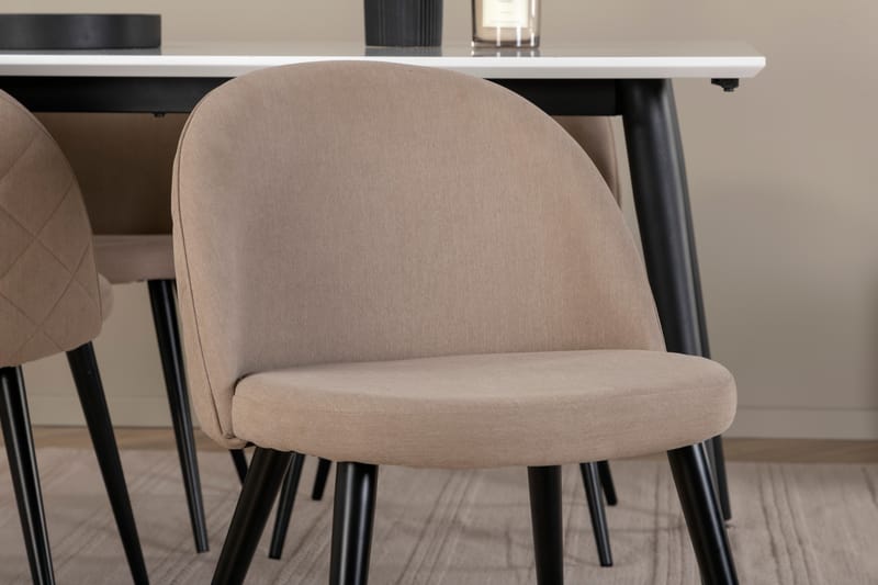 Jimmy Spisegruppe 150 cm Rektangulær med 4 Velvet Stoler - Beige - Møbler - Bord - Spisegruppe