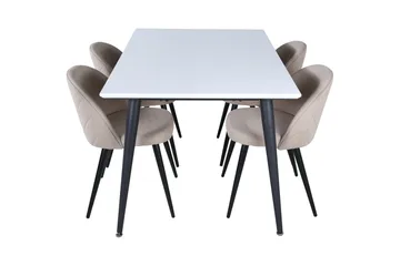 Jimmy Spisegruppe 150 cm Rektangulær med 4 Velvet Stoler - Beige - Møbler - Bord - Spisegruppe