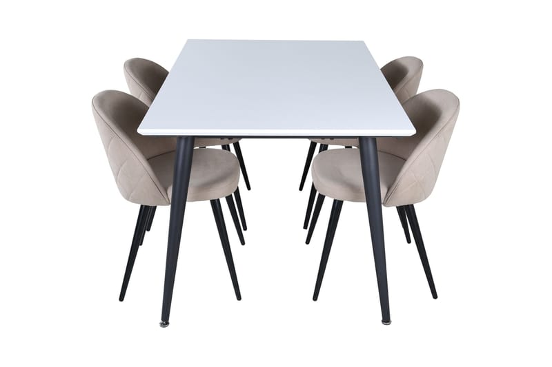 Jimmy Spisegruppe 150 cm Rektangulær med 4 Velvet Stoler - Beige - Møbler - Bord - Spisegruppe