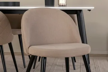 Jimmy Spisegruppe 150 cm Rektangulær med 4 Velvet Stoler - Beige - Møbler - Bord - Spisegruppe