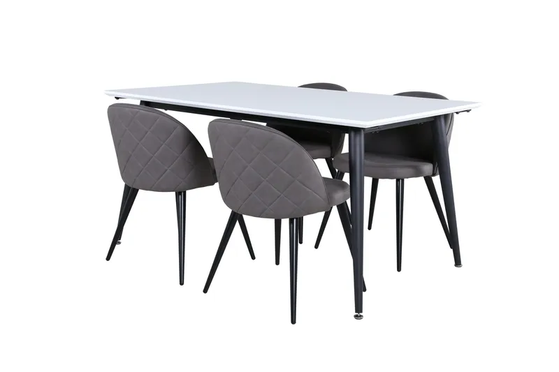 Jimmy Spisegruppe 150 cm Rektangulær med 4 Velvet Stoler, Sort