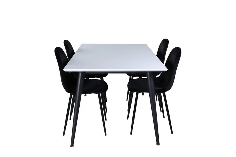 Jimmy Spisegruppe 150 cm Rektangulær med 4 Polar Stoler, Sort