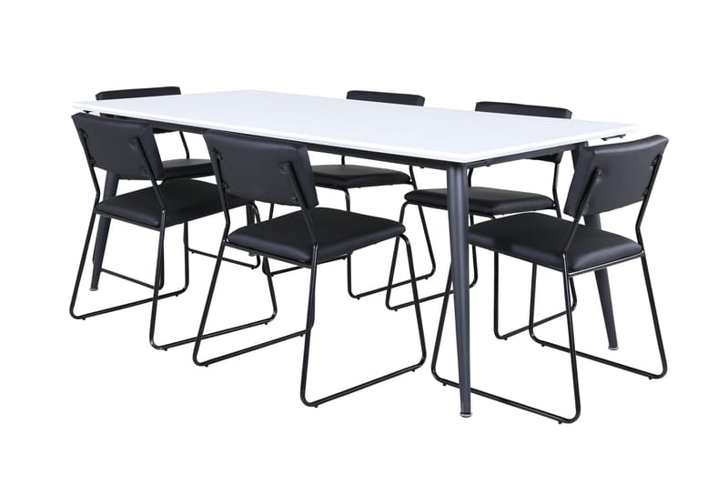 Jimmy Spisegruppe 195 cm Rektangulær med 6 Kenth Stoler, Sort